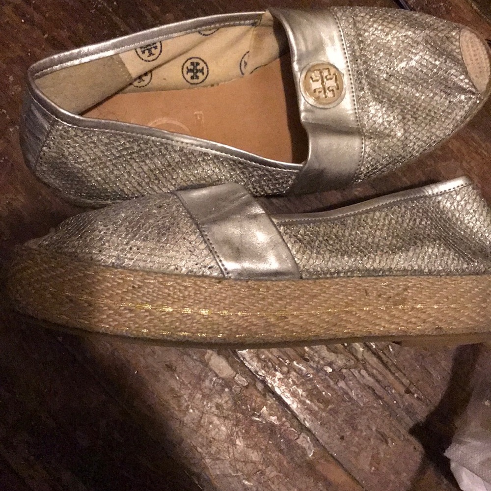 Silver Glitter Tory Burch Platform Espadrilles - image 5